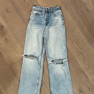 zara wide leg ripped jeans